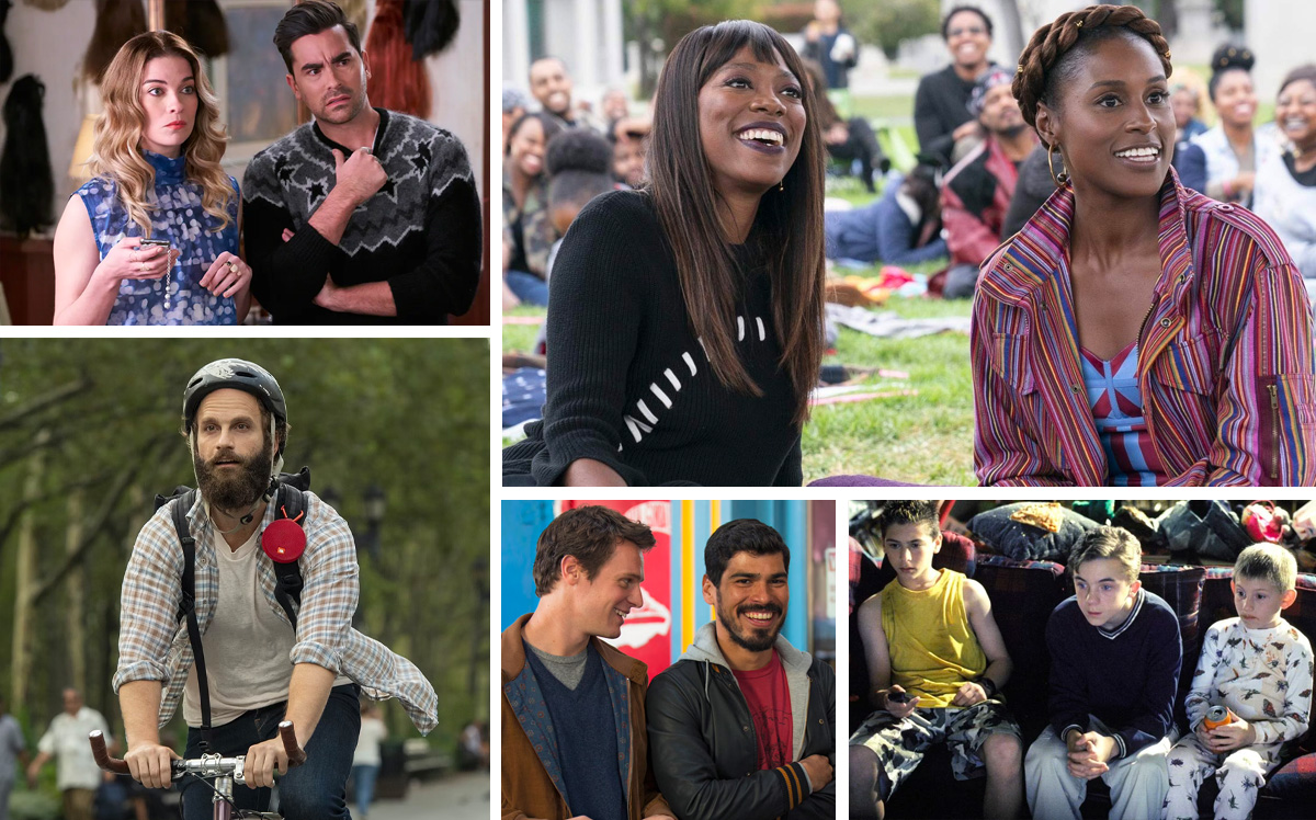 The best binge-worthy shows, featuring: 'Schitt's Creek,' 'Insecure,' 'Malcolm in the Middle,' 'Looking,' and 'High Maintenance.'