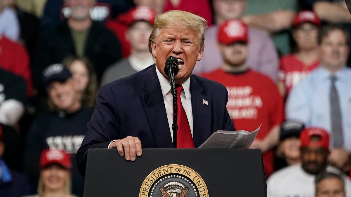 Donald Trump yells during a political rally