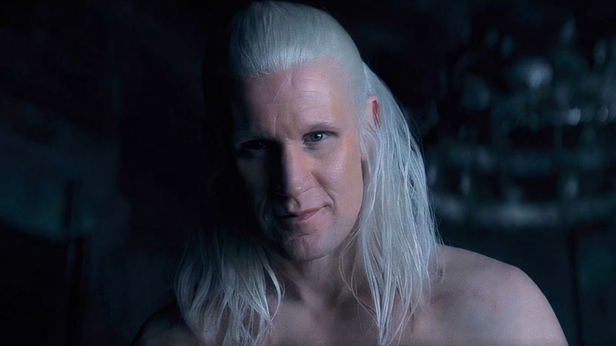 Daemon Targaryen (Matt Smith) awakes shirtless in bed in 'House of the Dragon' 2.05