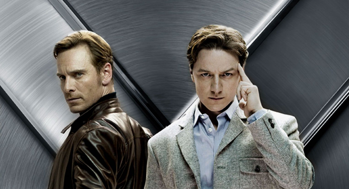 Charles Xavier (James McAvoy) and Erik Lehnsherr (Michael Fassbender) as young men in X-Men: First Class.
